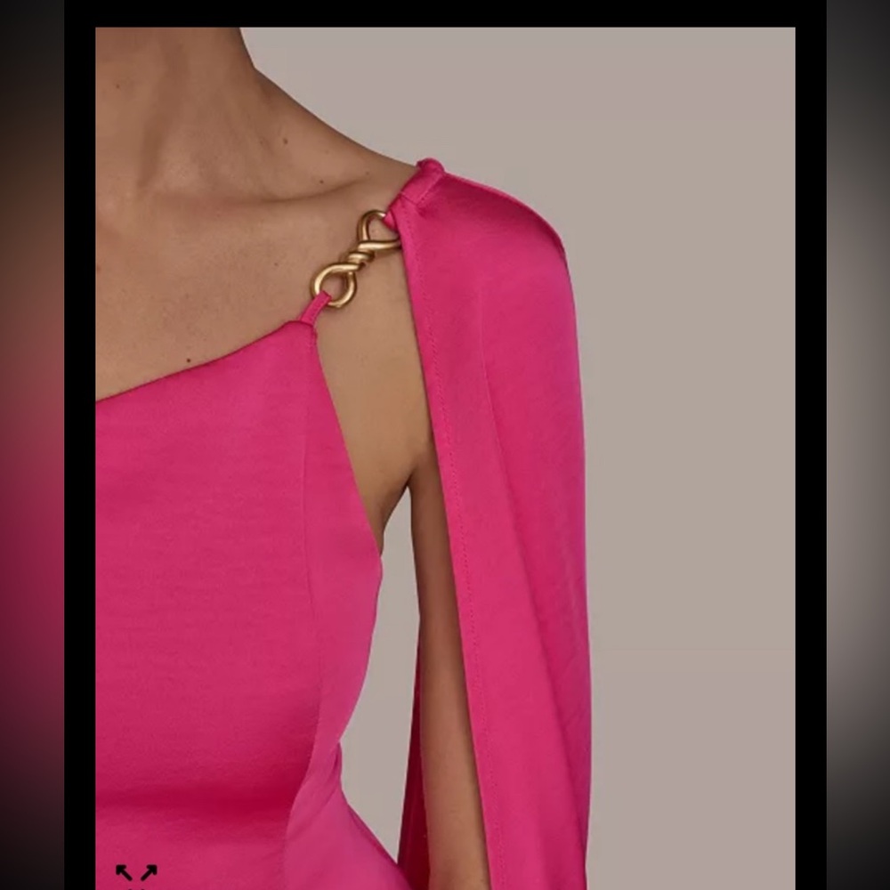 Donna Karan OpenBack,Bronze Tone Metal Chain Detail, Stretchy Satin Gown,sz6,new - Picture 6 of 16